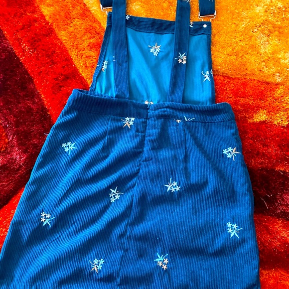Small Teal Overall Short Dress - Picture 2 of 3